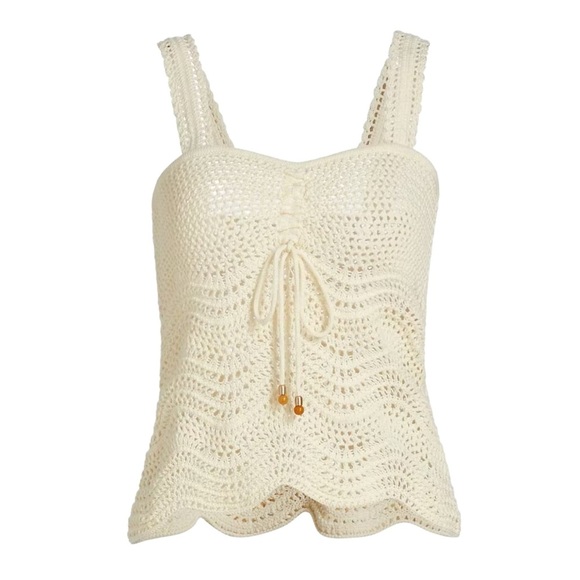 Rachel Zoe Chic Cream Crochet Tank Top | Size Small - Picture 1 of 6